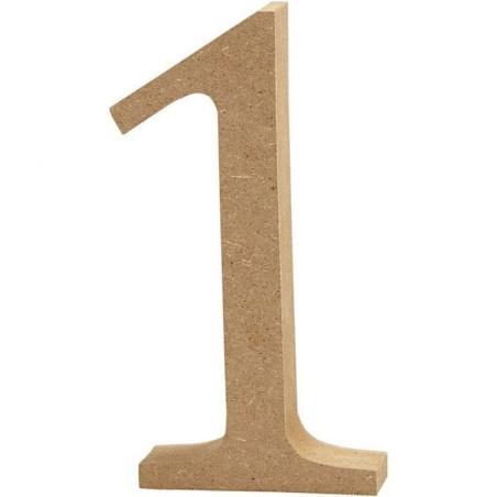 Houten cijfer '1' 13cm hoog/2 cm dik