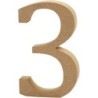 Houten cijfer '3' 13cm hoog/2 cm dik