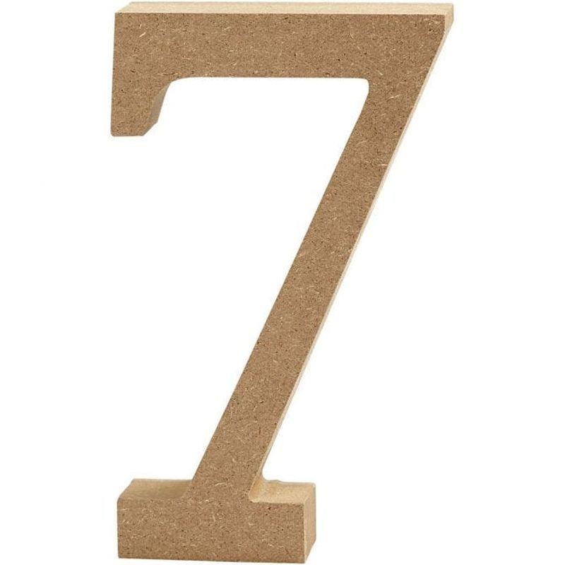 Houten cijfer '7' 13cm hoog/2 cm dik