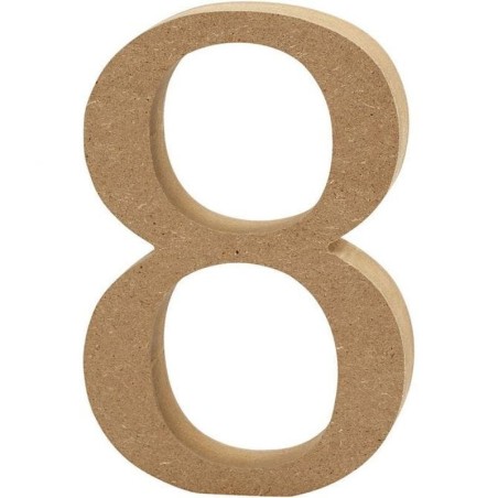 Houten cijfer '8' 13cm hoog/2 cm dik