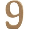 Houten cijfer '9' 13cm hoog/2 cm dik