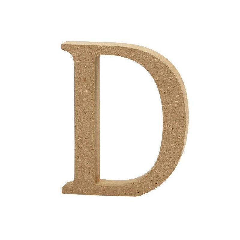 Houten letter 'D' 8cm hoog/1,5cm dik