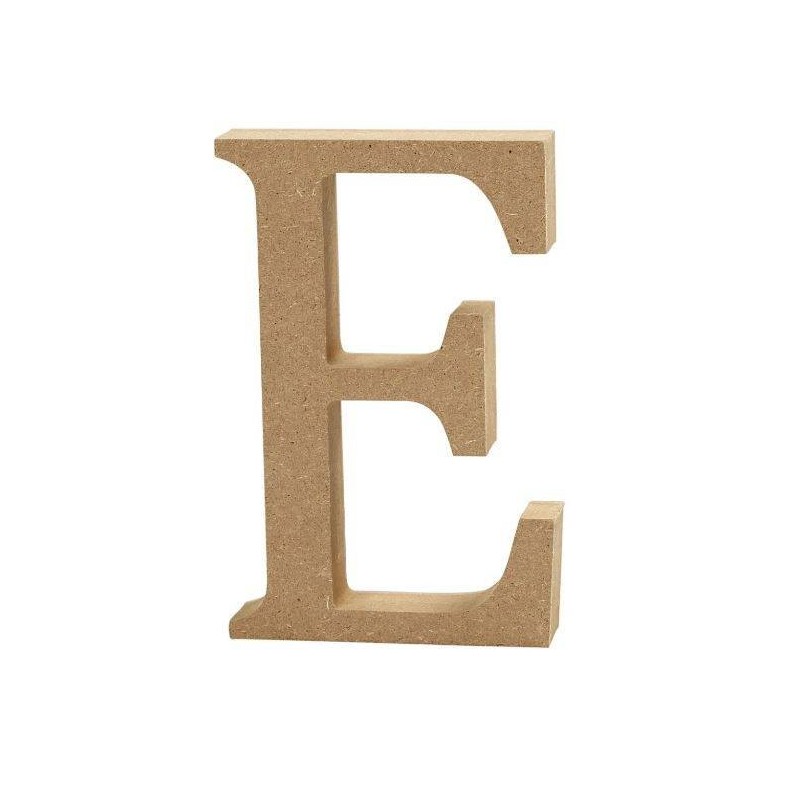 Houten letter 'E' 8cm hoog/1,5cm dik