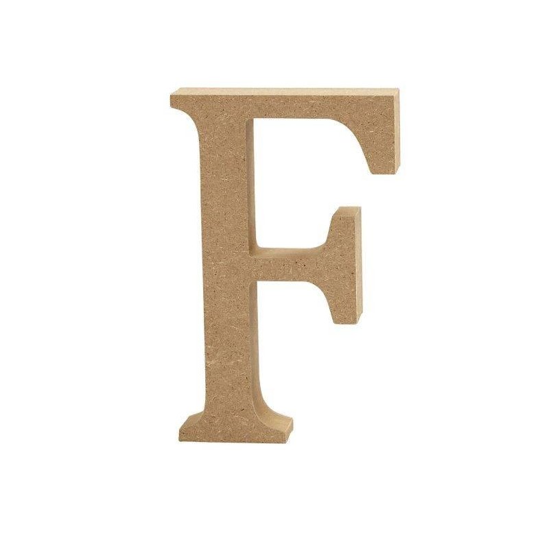 Houten letter 'F' 8cm hoog/1,5cm dik