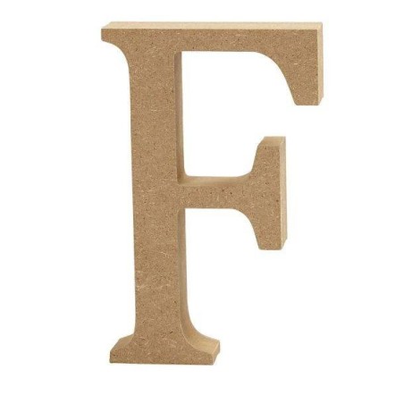 Houten letter 'F' 8cm hoog/1,5cm dik