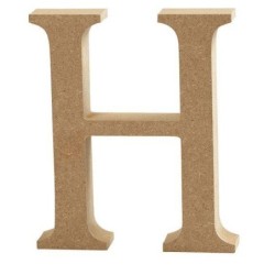Houten letter 'H' 8cm hoog/1,5cm dik