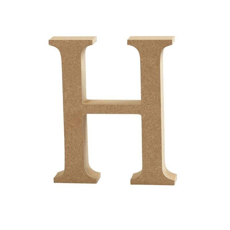 Houten letter 'H' 8cm hoog/1,5cm dik