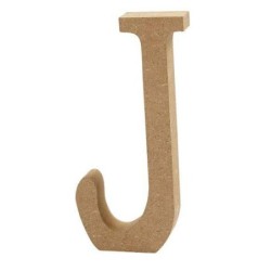 Houten letter 'J' 8cm hoog/1,5cm dik