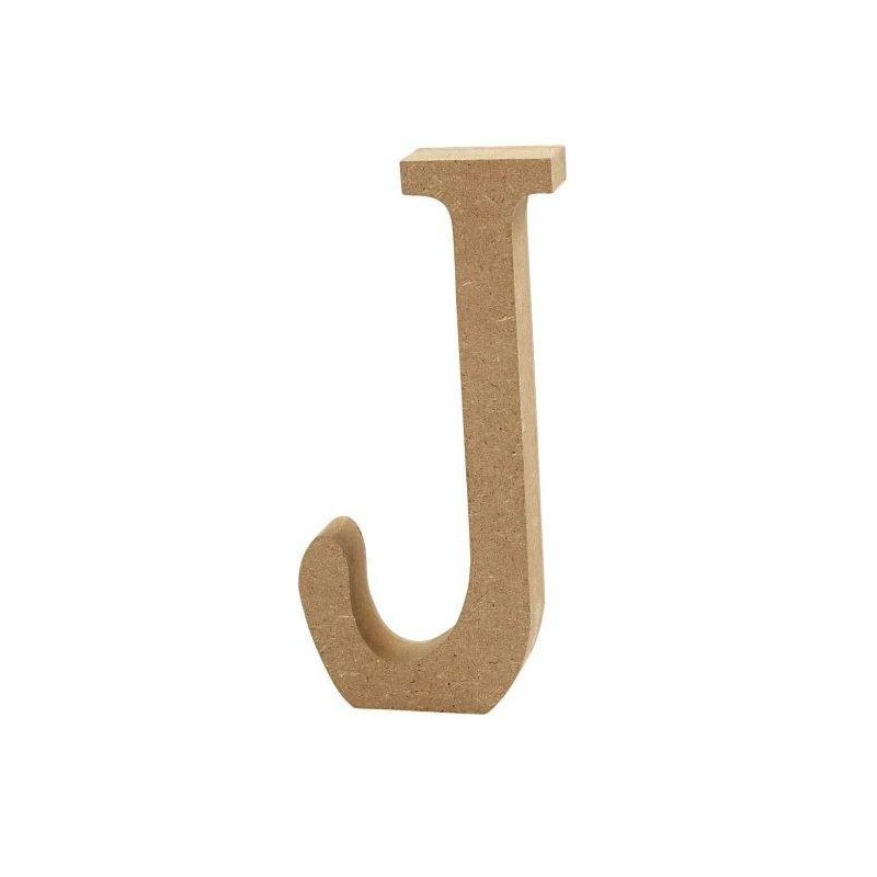 Houten letter 'J' 8cm hoog/1,5cm dik