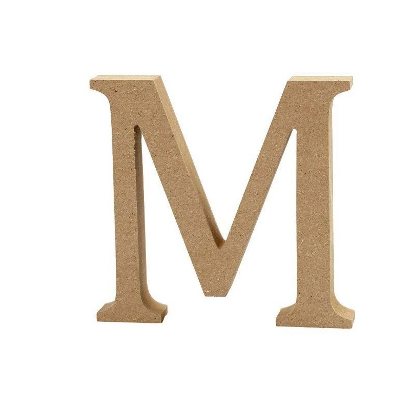 Houten letter 'M' 8cm hoog/1,5cm dik
