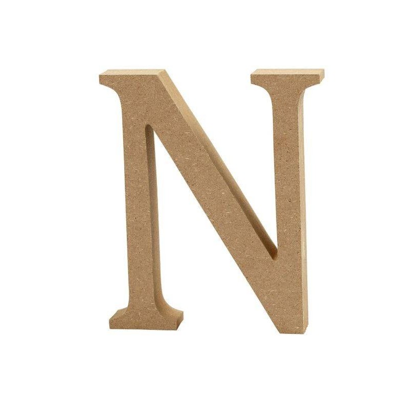Houten letter 'N' 8cm hoog/1,5cm dik