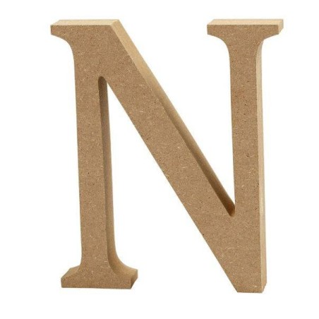 Houten letter 'N' 8cm hoog/1,5cm dik