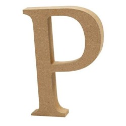 Houten letter 'P' 8cm hoog/1,5cm dik