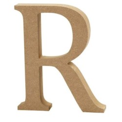 Houten letter 'R' 8cm hoog/1,5cm dik