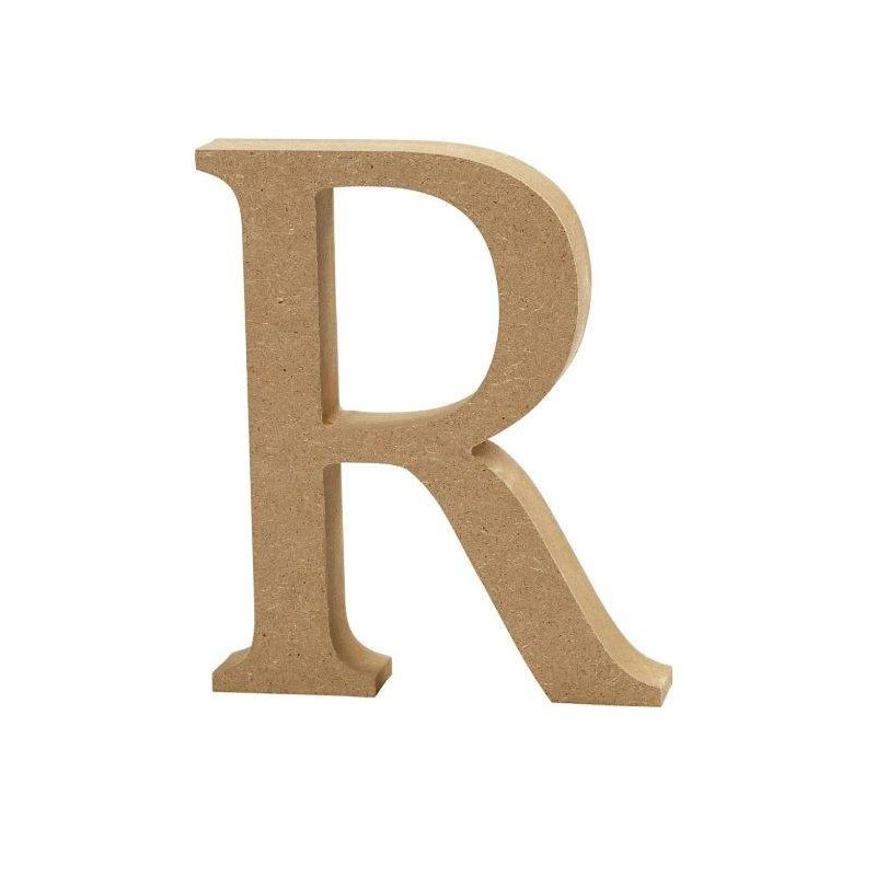 Houten letter 'R' 8cm hoog/1,5cm dik