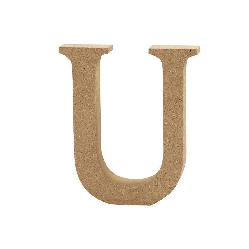 Houten letter 'U' 8cm hoog/1,5cm dik