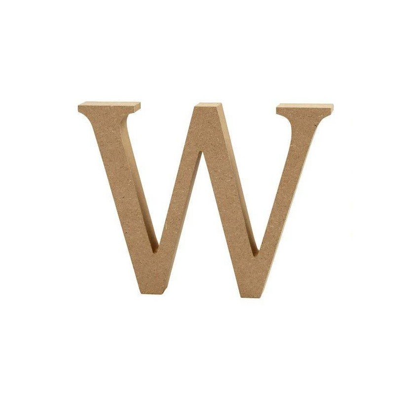 Houten letter 'W' 8cm hoog/1,5cm dik