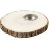 Houten schijf met theelichthouder diam. 14-16cm