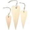 Houten sierharten lang met touwtje / set 3 stuks