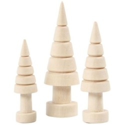 Kerstbomen, h: 5+6+7 cm, d: 14+18+22 mm, populier,