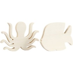 houten waterwereld figuren Inktvis en Vis 1+1