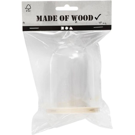 Klok op houten voet, H: 9,5 cm, d 6 cm, gatgrootte