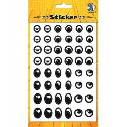 STICKER ogen zwart/wit 100 paar