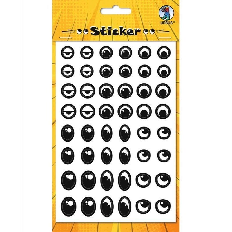 STICKER ogen zwart/wit 100 paar