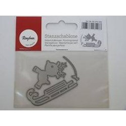 stanssjabloon: rendier met slede, 5,8x4,1cm