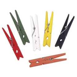 Houten wasknijpers gekleurd assorti 18 stuks