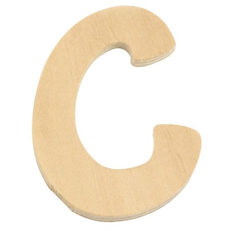 Houten letter 6cm 'C'