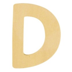 Houten letter 6cm 'D'