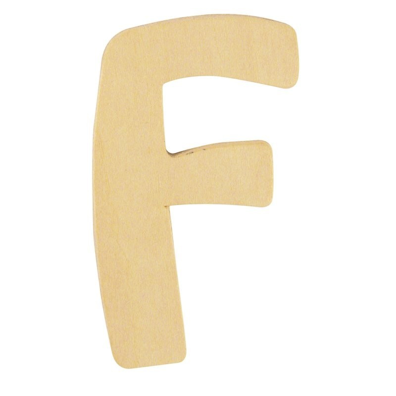 Houten letter 6cm 'F'