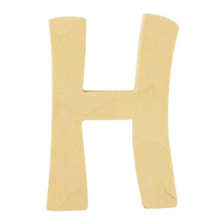 Houten letter 6cm 'H'