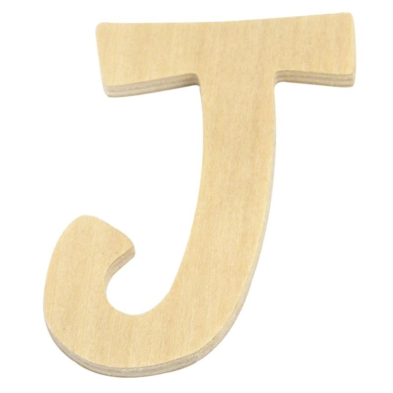 Houten letter 6cm 'J'