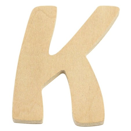 Houten letter 6cm 'K'