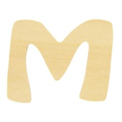 Houten letter 6cm 'M'