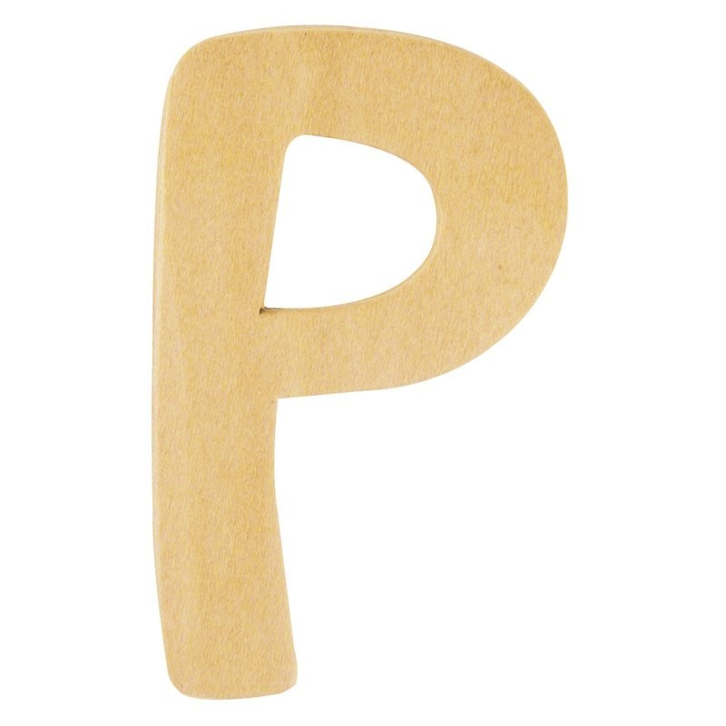 Houten letter 6cm 'P'