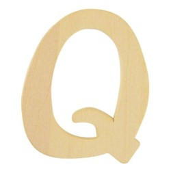 Houten letter 6cm 'Q'