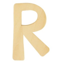 Houten letter 6cm 'R'