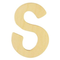 Houten letter 6cm 'S'