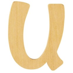 Houten letter 6cm 'U'