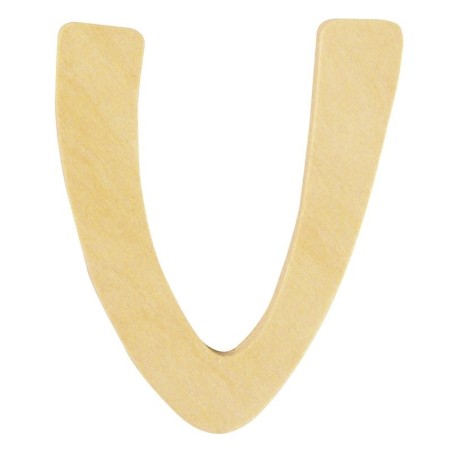 Houten letter 6cm 'V'