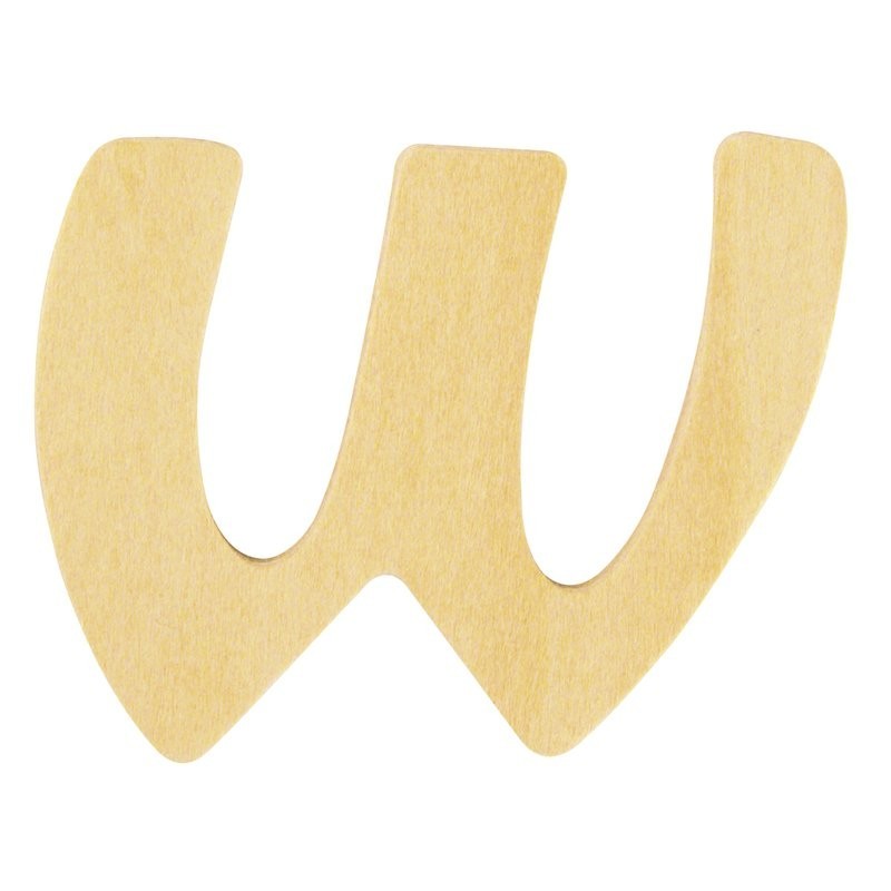 Houten letter 6cm 'W'