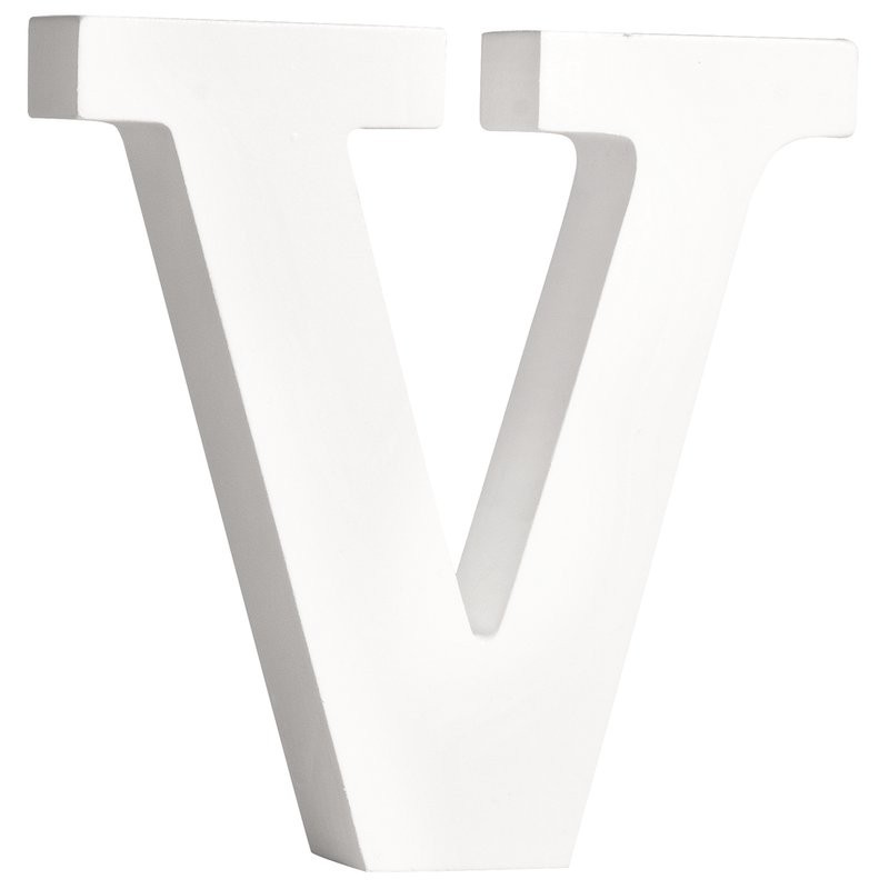MDF letter V wit  11cm  dikte 2cm/st