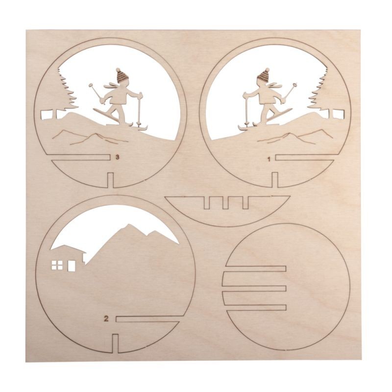 Houten steekd. Skier, FSC, 9,5cm   naturel