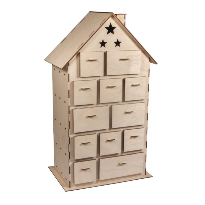 Houten Adventskalender huisje bouwset