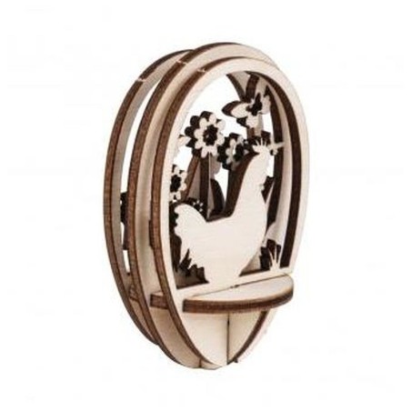Houten stekers Haan en bloemen FSC  naturel