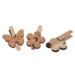 Kurk/hout Bloem/Vlinder op wasknijpe
