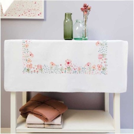 DH Thee-nap lentebbloemen 95x95cm kruissteek